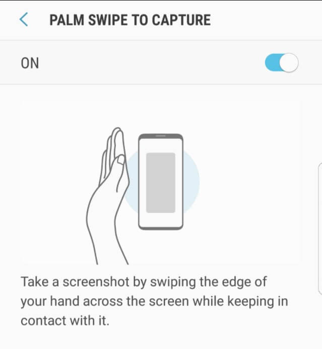 palm swipe method to take screen shot in samsung tablet