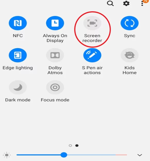 Built-in Screen Recorder in Samsung Tablet